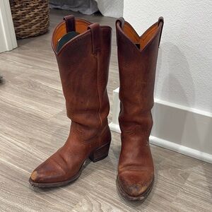 Frye Brown Heeled Leather Boots